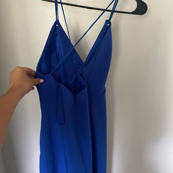 Topshop Blue Midi Dress with Slit - Picture 2 of 4